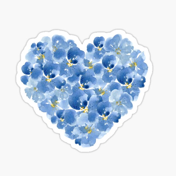 Item preview, Handpainted blue watercolor flower heart designed and sold by ApricotBlossom.