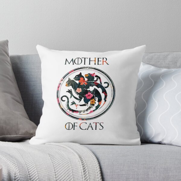 Floral mother of cats shirt Throw Pillow