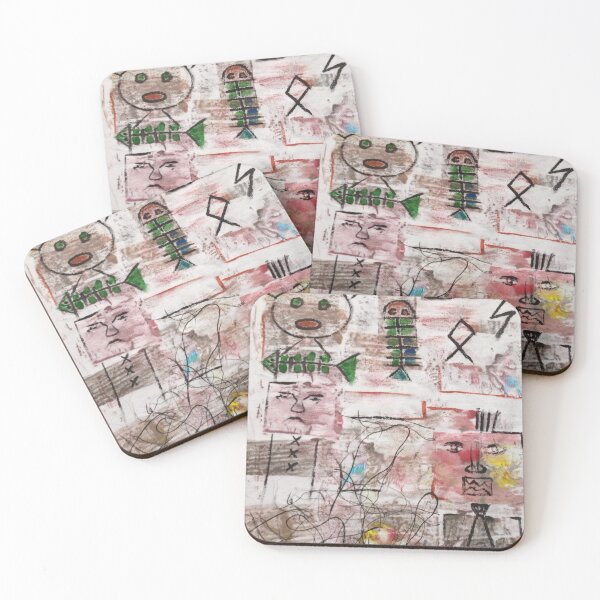 Item preview, Square face, fish bones, runes, fish heads designed and sold by NessArtByEwa.