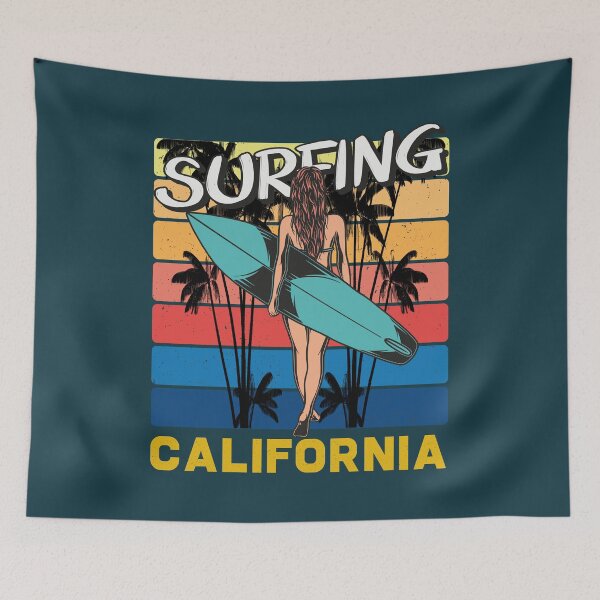Item preview, Surfing San Diego Beach California - Girl with surfing board designed and sold by faudeltn.