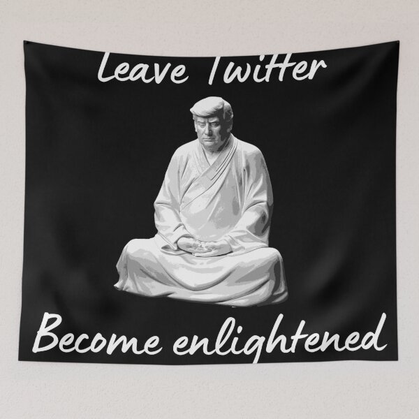 Item preview, Leave Twitter become ENLIGHTENED. Trump meditating statue. Black. designed and sold by Sabrinaski.