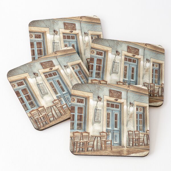 Item preview, Cafe, with tables and chairs, pencil sketch style designed and sold by crea-homedesign.