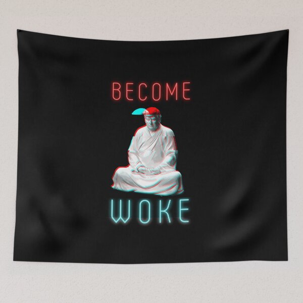 Item preview, BECOME WOKE Trump meditating with neon lights designed and sold by Sabrinaski.