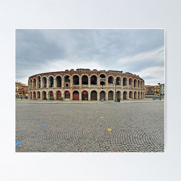 Roman amphitheatre Arena di Verona and Piazza Bra square panoram