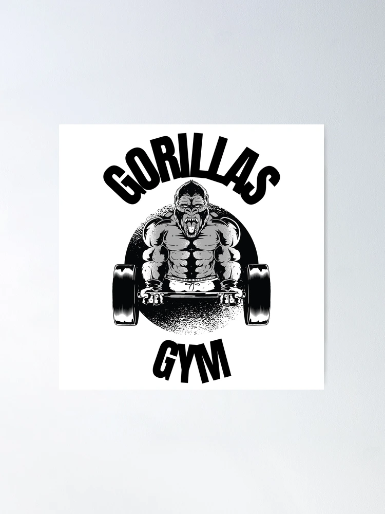 Gorilla Weightlifting in Fitness Gym Poster Print, Wall Art, Home