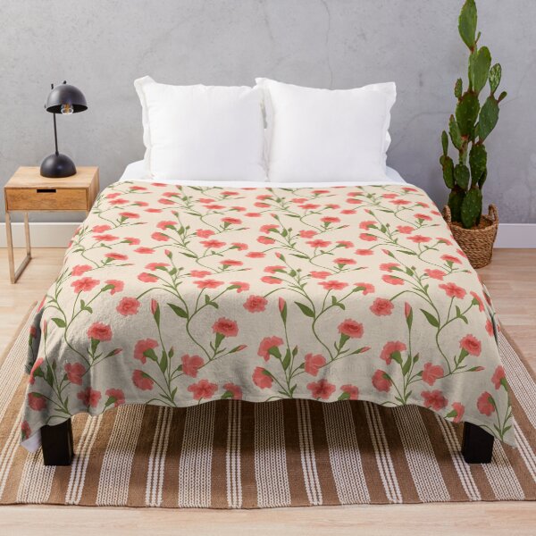 Carnation Vines Throw Blanket
