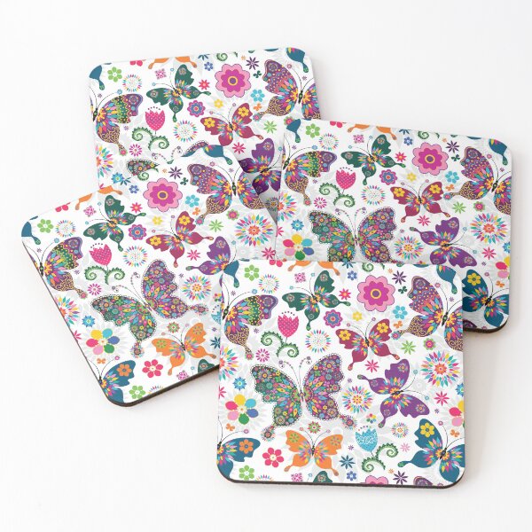 Item preview, Modern Flowers and Butterflies Pattern  designed and sold by art-deco-lady.