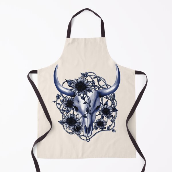 Item preview, Blue Cow Skull and Crown leaves and sunflowers designed and sold by Collagedream.