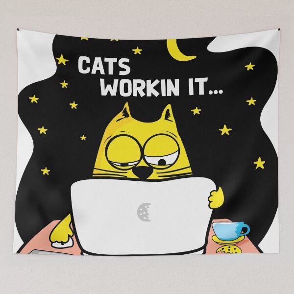 Item preview, Drawings about the cat. Cats workin’ it. designed and sold by frail.