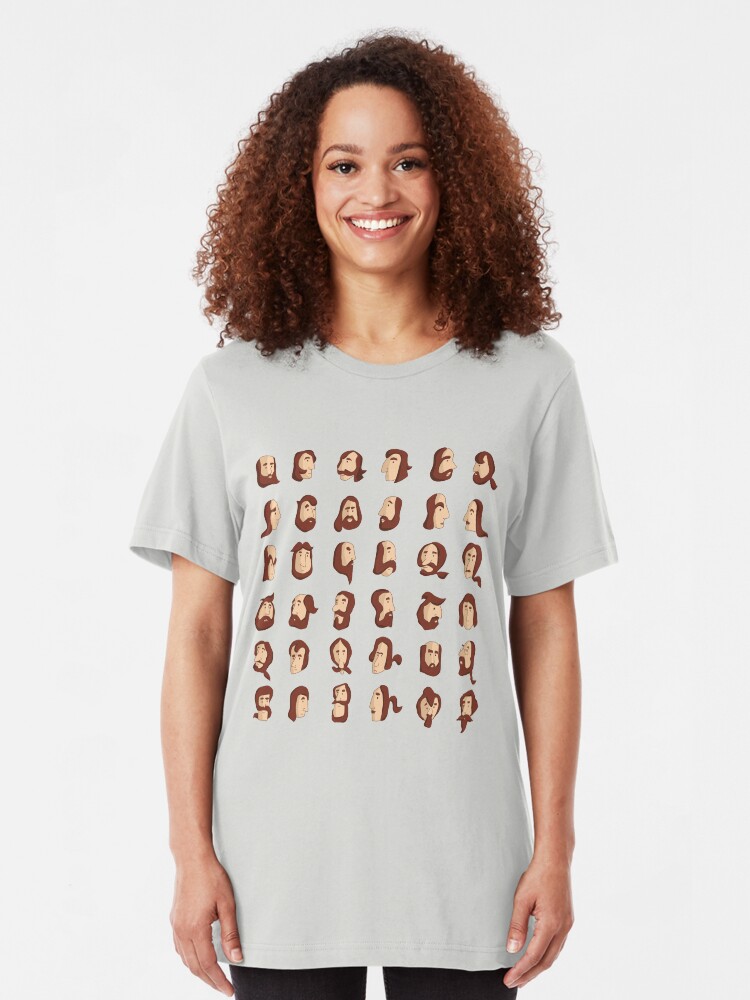 Alternate view of ARMENIAN BEARD ALPHABET ILLUSTRATIVE TYPOGRAPHY Slim Fit T-Shirt