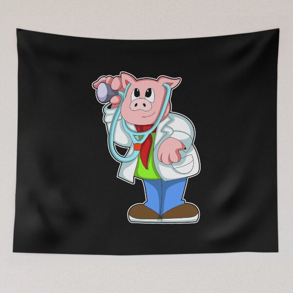 Item preview, Pig as Doctor with Stethoscope designed and sold by Snabdesign84.