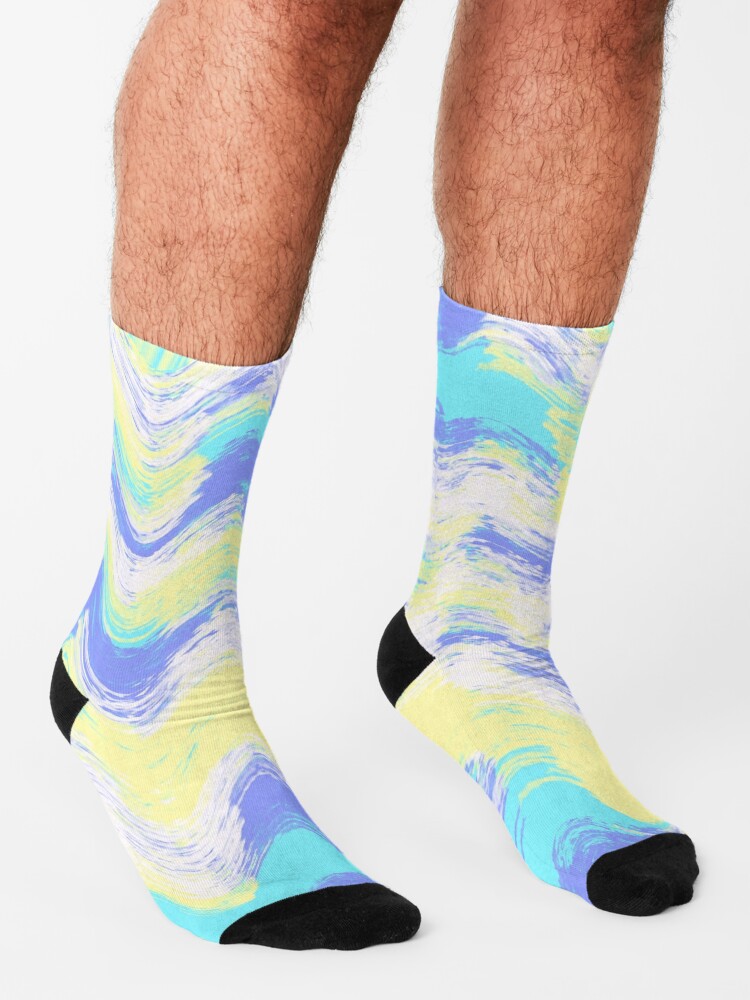 blue and yellow tie dye socks