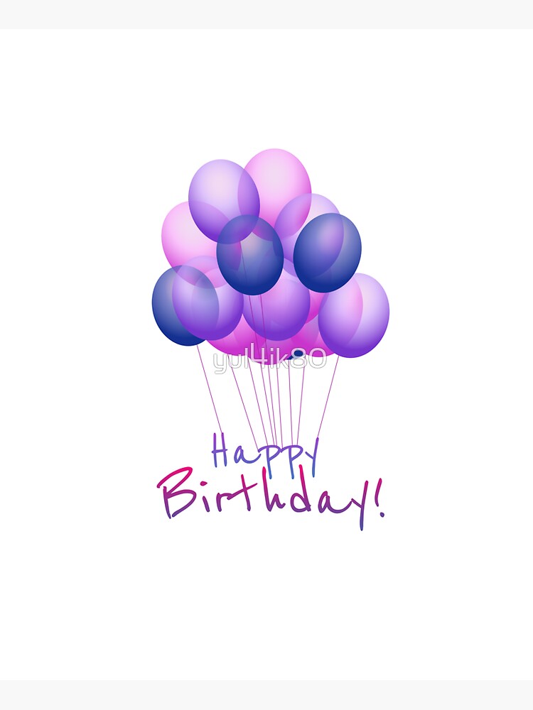 Happy Birthday with purple balloons | Sticker