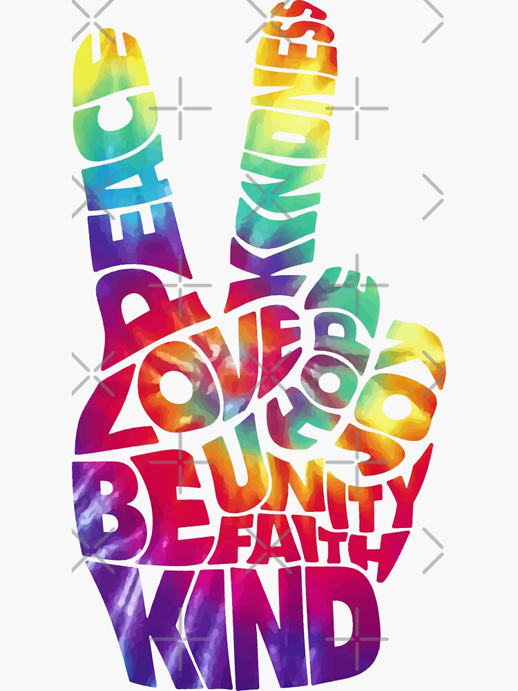 Peace Love Hand V Sign Tie Dye | Sticker