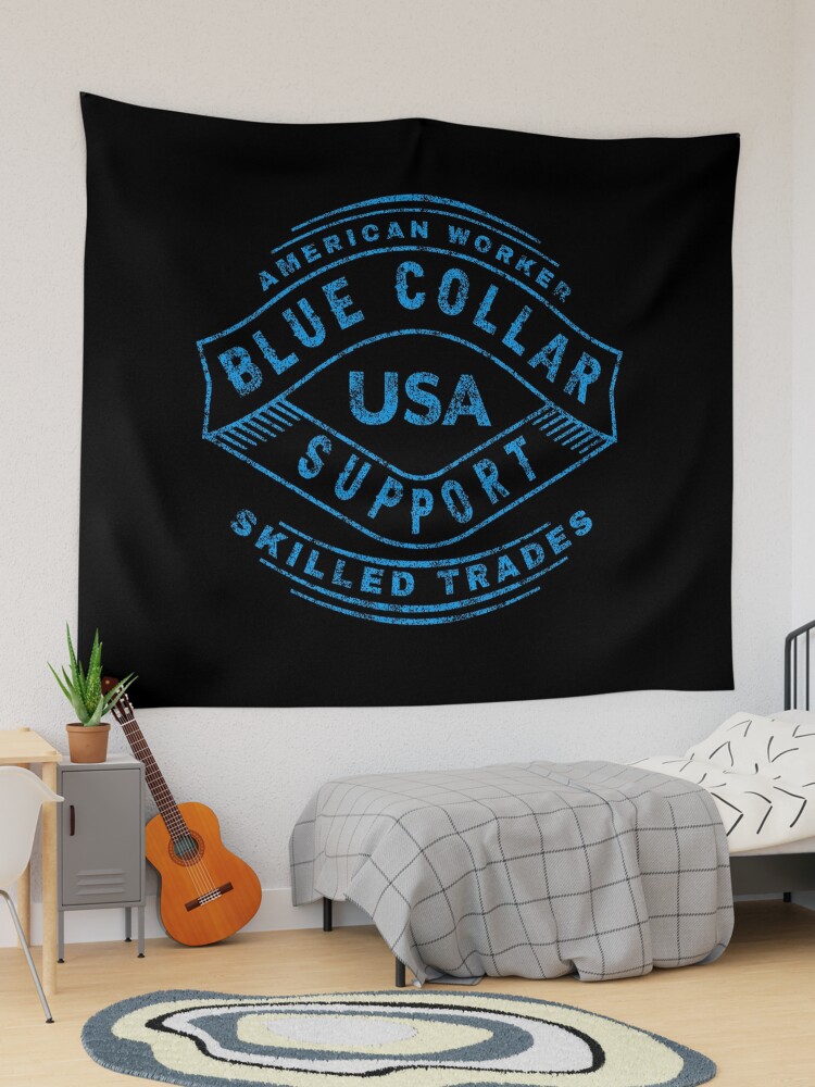 Blue Collar Support USA (black) Sticker for Sale by ColdCityDesign