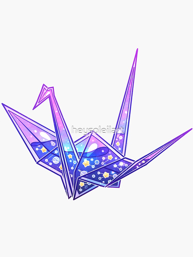 Glass Galaxy Origami Crane Sticker for Sale by heysoleilart