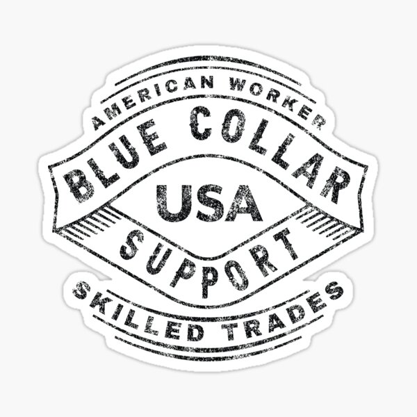 Blue Collar Support USA (black) Sticker