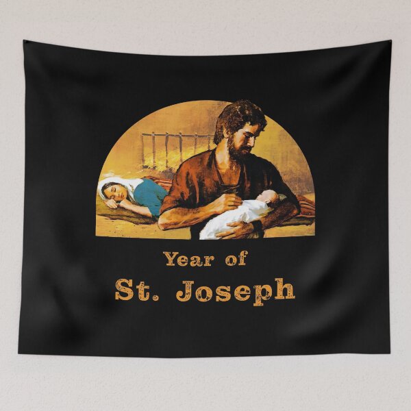 Item preview, St. Joseph holds baby Jesus while Mary sleeps. Year of St. Joseph designed and sold by Brasilia.