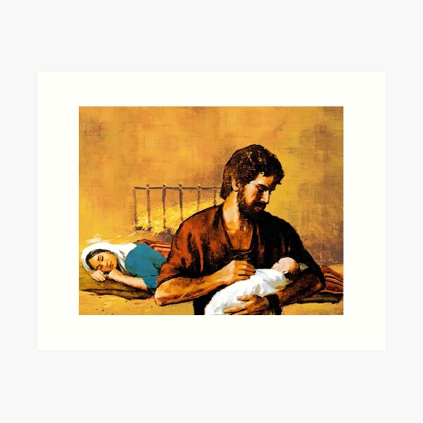 Item preview, St. Joseph holds baby Jesus while Mary sleeps. designed and sold by Brasilia.