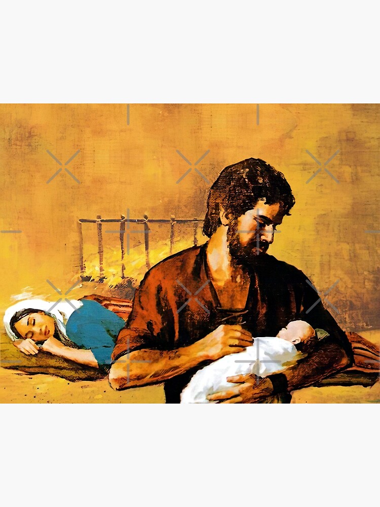 St. Joseph holds baby Jesus while Mary sleeps. Poster for Sale by Brasilia