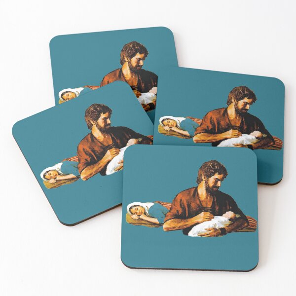 Item preview, St. Joseph holds baby Jesus while Mary sleeps (transparent background design) designed and sold by Brasilia.