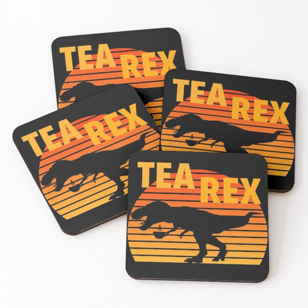 Item preview, Tea Rex Tea Loving T-Rex Drinking Tea Retro Sunset designed and sold by Zurickdesigns.
