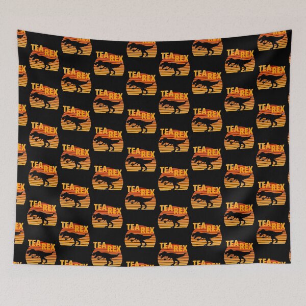 Item preview, Tea Rex Tea Loving T-Rex Drinking Tea Retro Sunset designed and sold by Zurickdesigns.