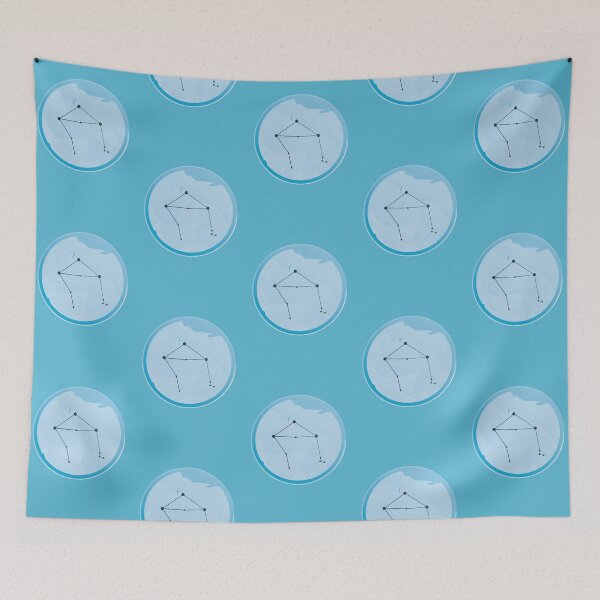 Item preview, Libra Constellation Art in Calm Blue Background Zodiac Element Colors designed and sold by igashi.