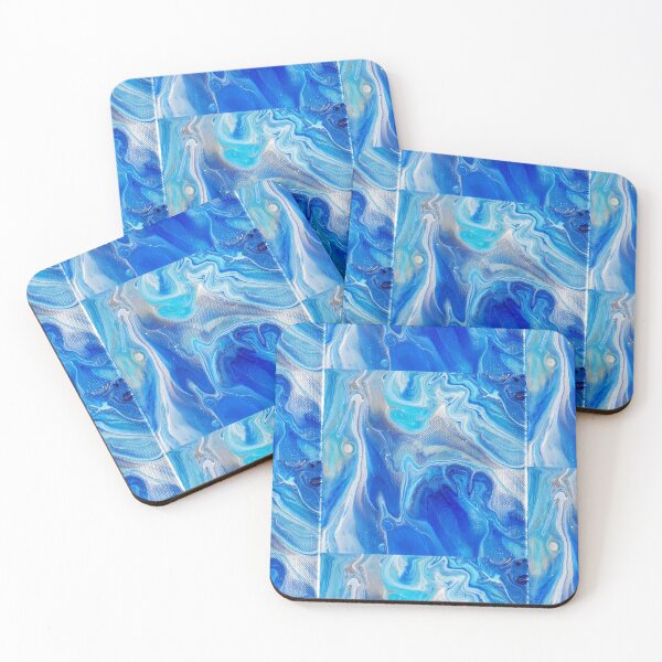 Item preview, Blue Silver Acrylic Paint Pour designed and sold by Art-by-AbbyRodz.