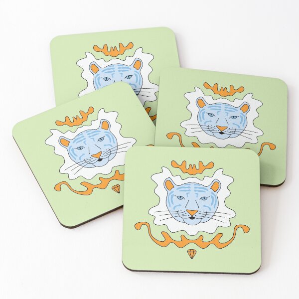Item preview, Cute Cartoon Tiger - Orange and Blue - Green Background designed and sold by Twist Design.