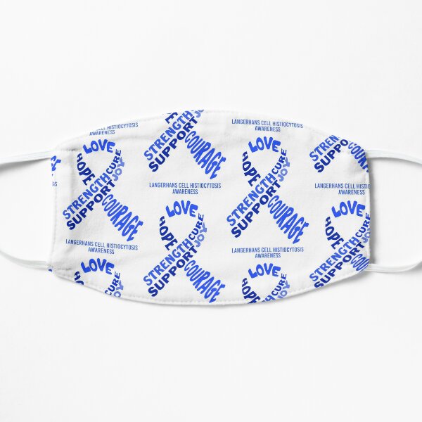 Langerhans Cell Histiocytosis Awareness - Blue Awareness Ribbon With Words Flat Mask