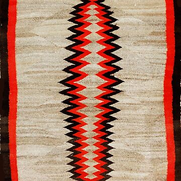 Antique Navajo Rug With Chevron Stripes Print | Tapestry