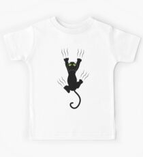 Funny Black Angry Cat T-Shirt I Love Cats Cute Graphic Tee Kids Tee