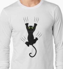 Funny Black Angry Cat T-Shirt I Love Cats Cute Graphic Tee Long Sleeve T-Shirt