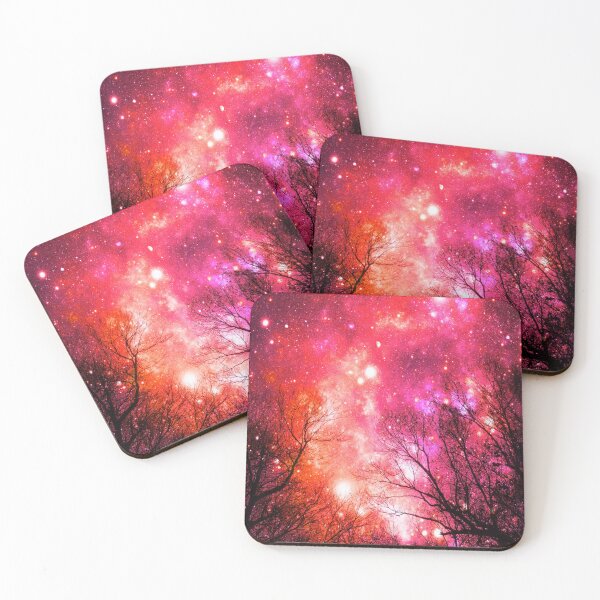 Item preview, Black Trees Hot Pink Red Orange Space designed and sold by 2sweetsDesign.