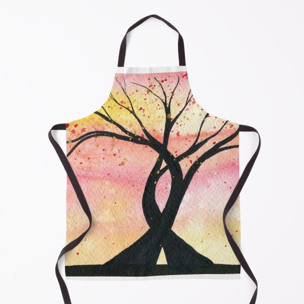 Item preview, Entwined Sunset - Watercolour painting of two trees entwined together against a sunset sky designed and sold by klbailey.