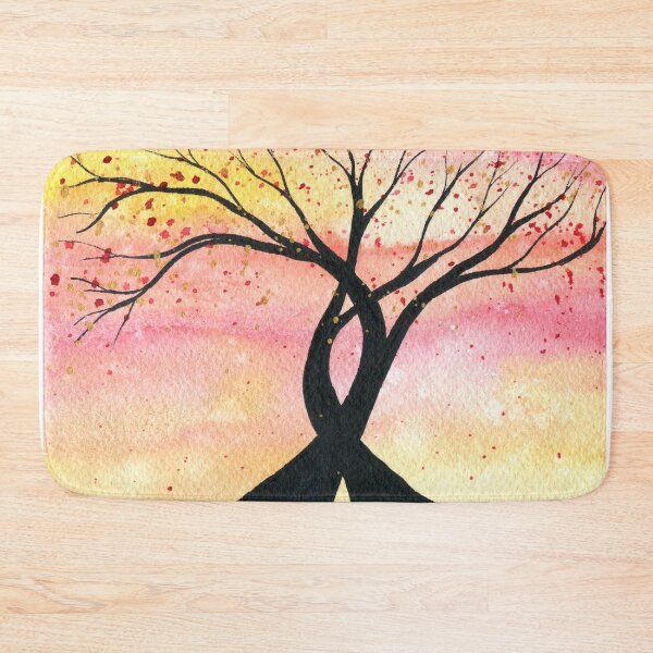 Item preview, Entwined Sunset - Watercolour painting of two trees entwined together against a sunset sky designed and sold by klbailey.