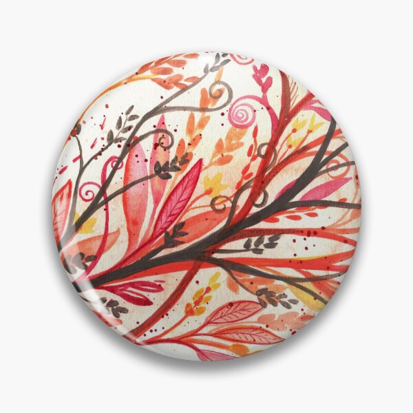 Item preview, Wild Flames - Intuitive abstract watercolour painting of flowers and leaves in warm colours designed and sold by klbailey.