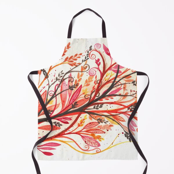 Item preview, Wild Flames - Intuitive abstract watercolour painting of flowers and leaves in warm colours designed and sold by klbailey.