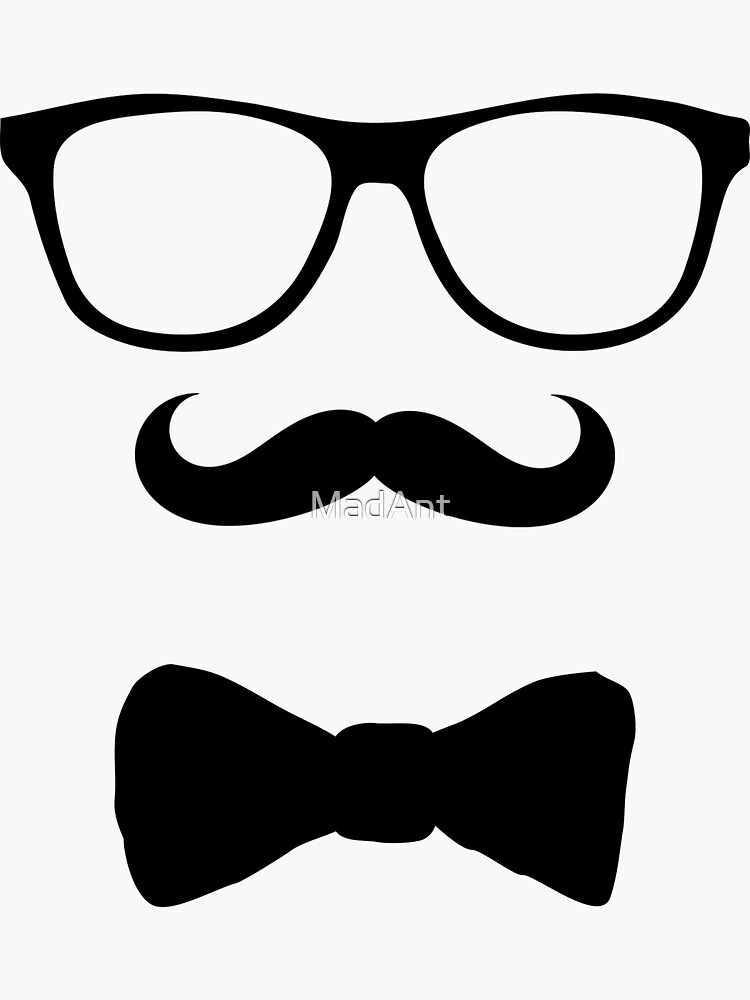 Mustache Glasses Bow Tie Sticker For Sale By Madant Redbubble