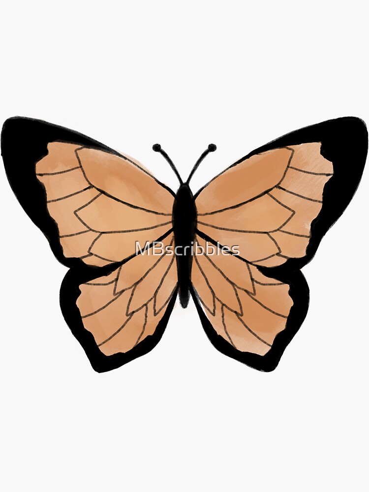 Monarch Butterfly Sticker For Sale By Mbscribbles Redbubble 