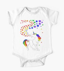 Gay Pride Unicorn Spewing Rainbows & Stars One Piece - Short Sleeve