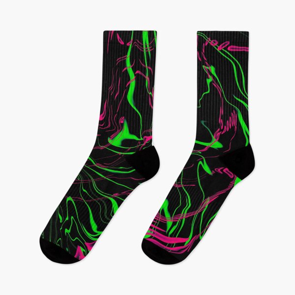 Artikelvorschau, Neonrosa und Grün wirbelt auf Schwarz entworfen und verkauft von WOW TeesAndThings.