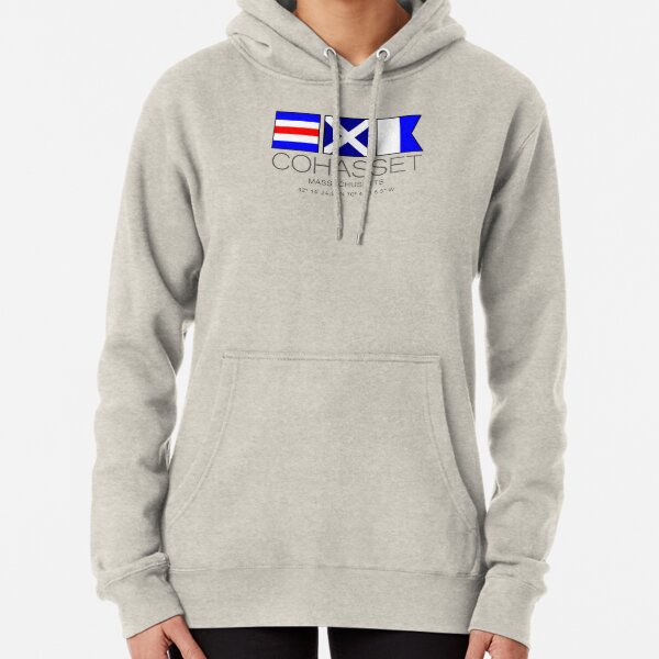 COHASSET, Massachusetts Nautical Flag Art Pullover Hoodie