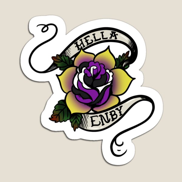 Hella Enby (NB) Pride American Traditional Tattoo Magnet