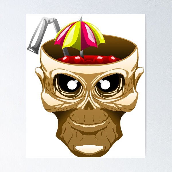 Item preview, skull fruit punch funny vector art yummy brain juice designed and sold by lu2k.