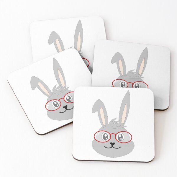 Item preview, Bunny with glasses, grey and red, endless pattern, gray designed and sold by bubbley2021.