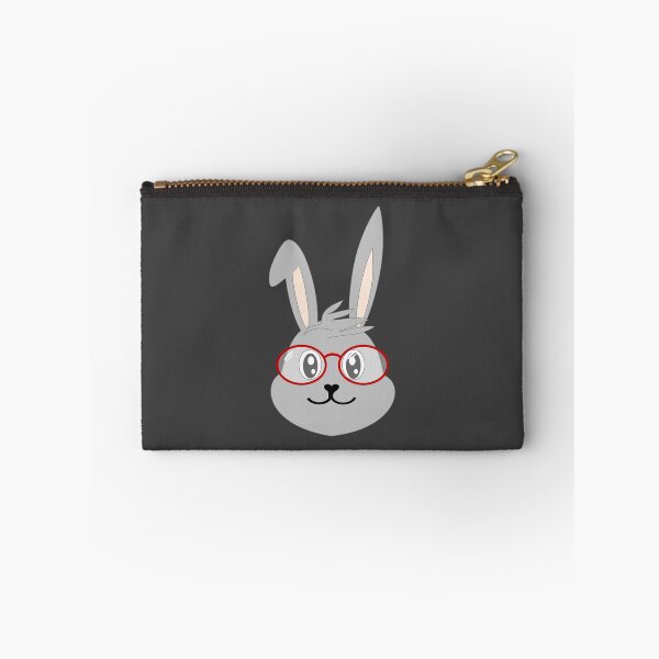 Item preview, Bunny with glasses, grey and red, endless pattern, gray designed and sold by bubbley2021.