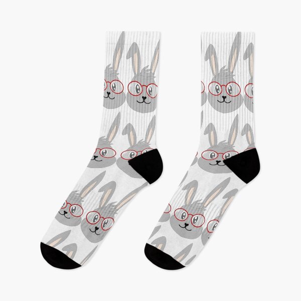 Item preview, Bunny with glasses, grey and red, endless pattern, gray designed and sold by bubbley2021.