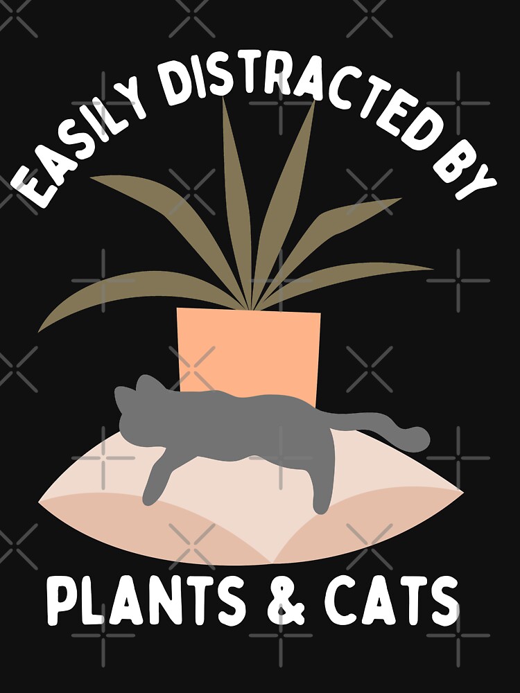 Thumbnail 7 of 7, Classic T-Shirt, Easily Distracted By plants and cats designed and sold by Dollfacedesign.